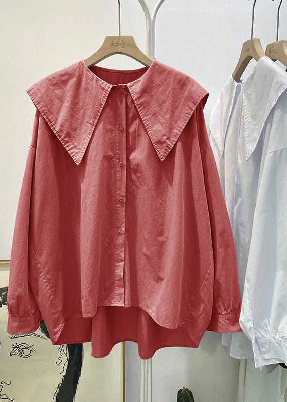 Bohemian Print4 Peter Pan Collar Button asymmetrical design Fall Long sleeve Top
