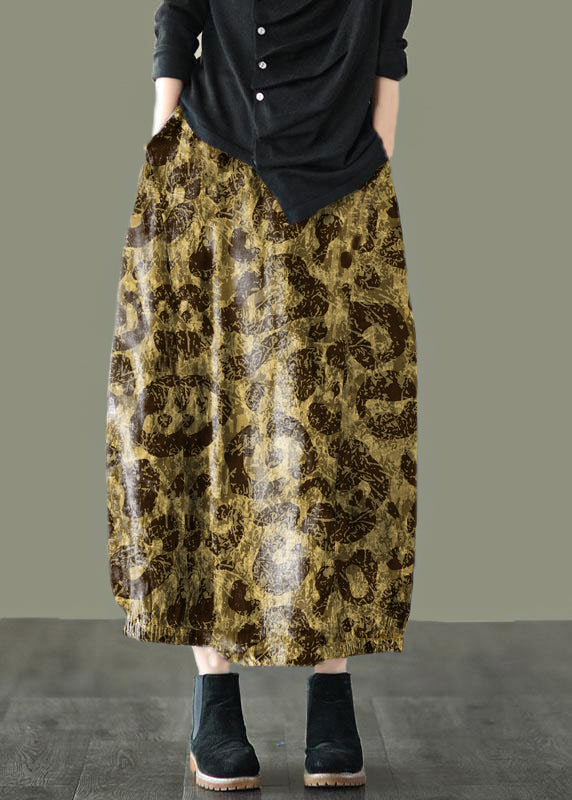 Indigo Geometry Retro Print a Line Pockets Fall Skirts
