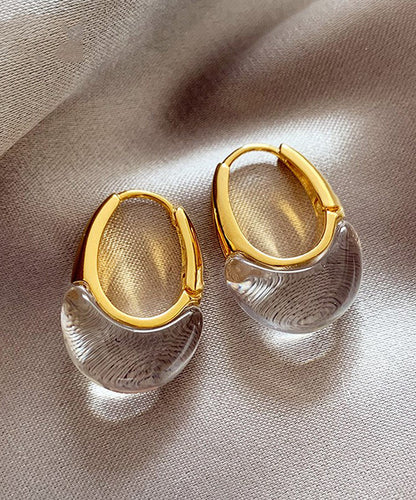 White Copper Alloy Crysta Hoop Earrings