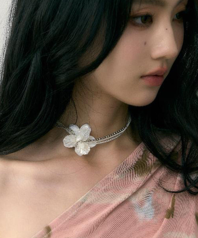 White Copper Overgild Shell Pearl Choker