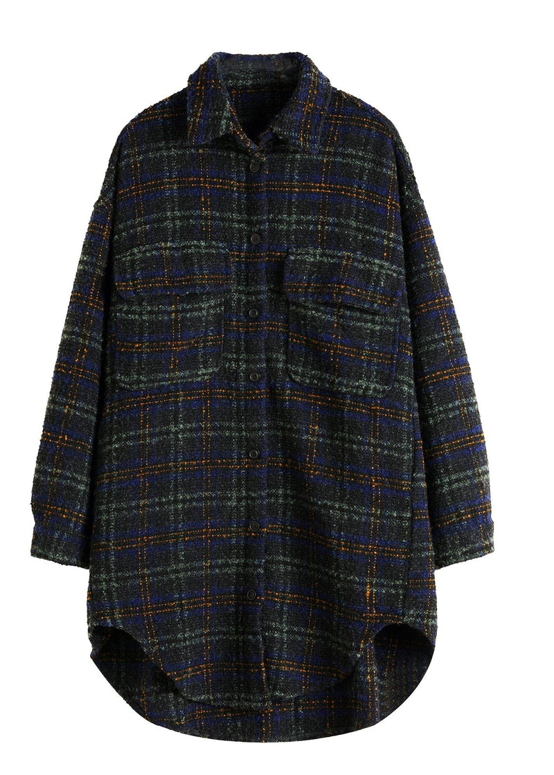 Art Lapel Pockets Coats Blouses Pink Plaid Daily Outwear