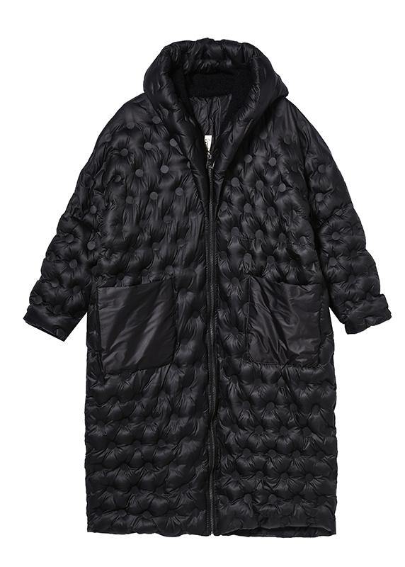 Warm Winter Coats Black Hooded Zippered Parkas for
