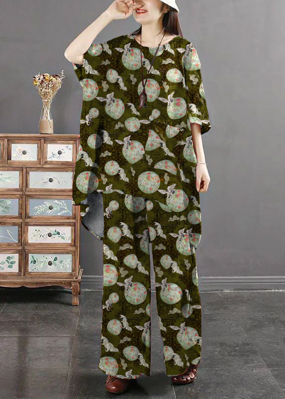 Polka Dot Print Pockets Patchwork Tops and Pants Cotton Two Pieces Set Summer