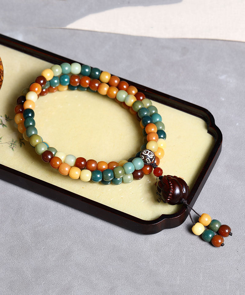 Colorblock Bodhi Red Buddha Bead Lariat Necklace