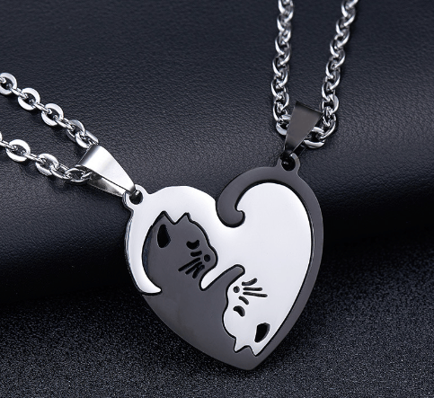 Cat Couple Necklaces for Feline-loving.