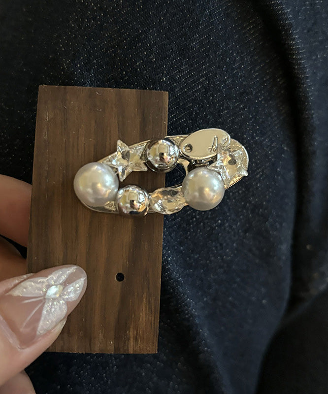 Brief Silk Metal Alloy Zircon Pearl Star a Pair Hairpin