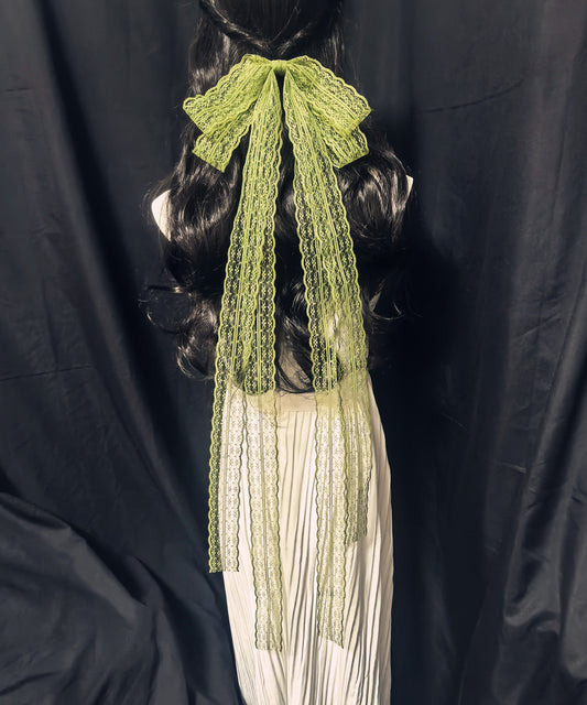 Chinese Style Green Alloy Lace Bow Ribbon Hairpin