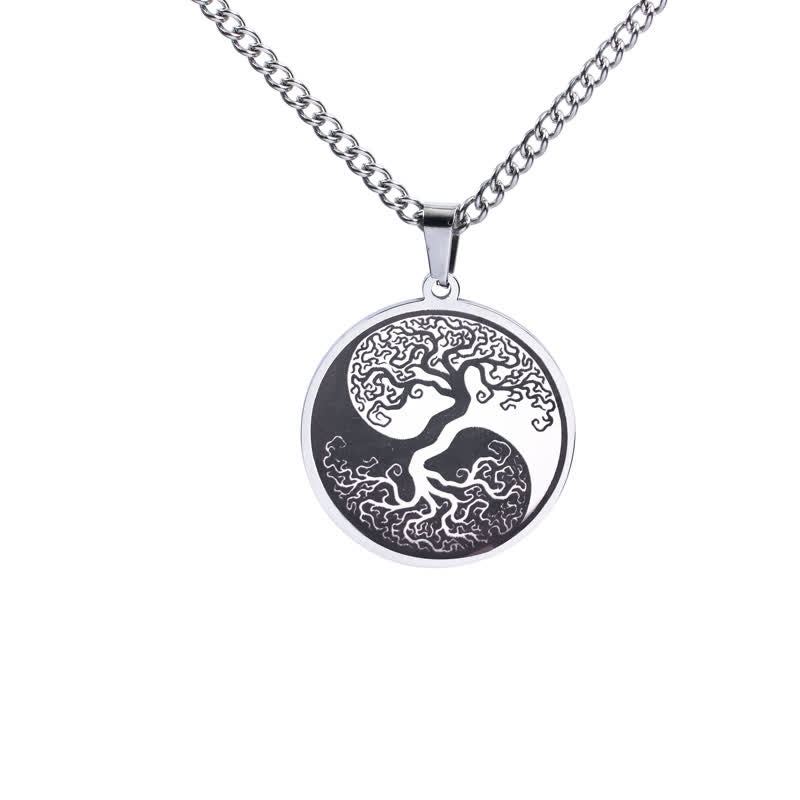 Buddha Stones the Tree of Life Titanium Steel Connection Necklace Pendant