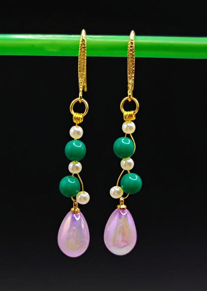 Pink Water Droplet Acrylic Drop Earrings