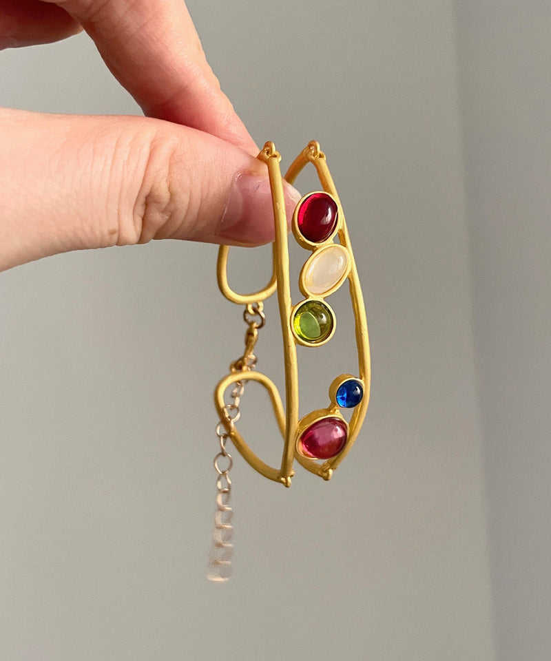 Gold Copper Alloy Hollow Out Diamond Bracelet
