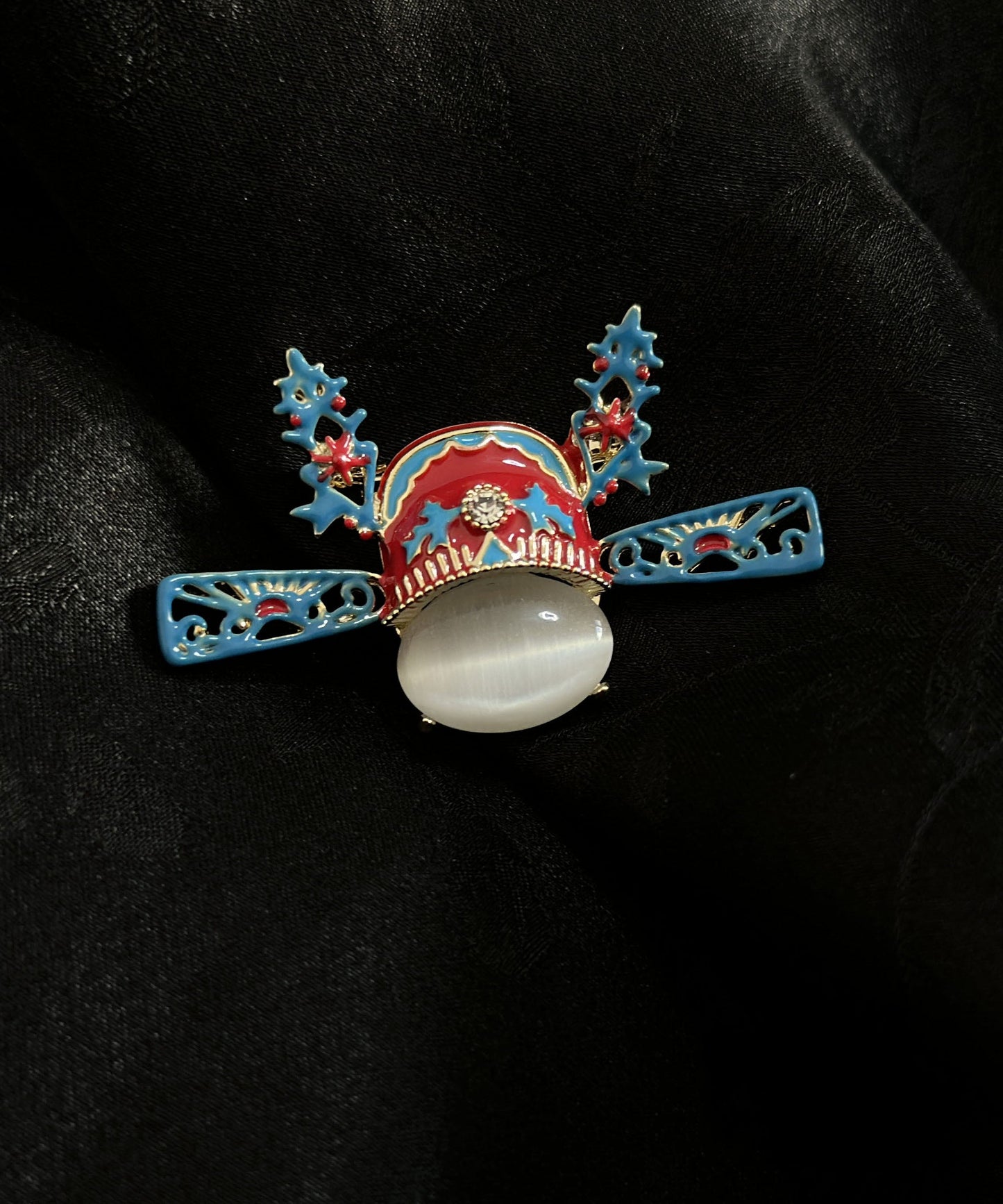 Blue Jade Enamel Champion Hat Brooches