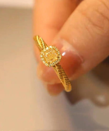 New Gold Overgild Zircon Crystal Rings