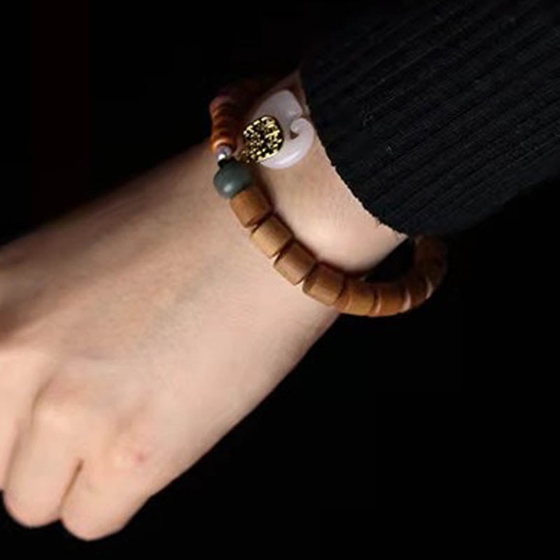 Buddha Stones Sandalwood Jade Elephant Protection Bracelet