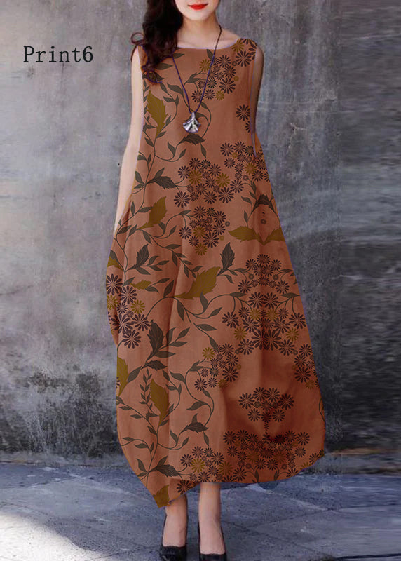 Purple O-neck Exra Large Hem Cotton Dresses Sleeveless