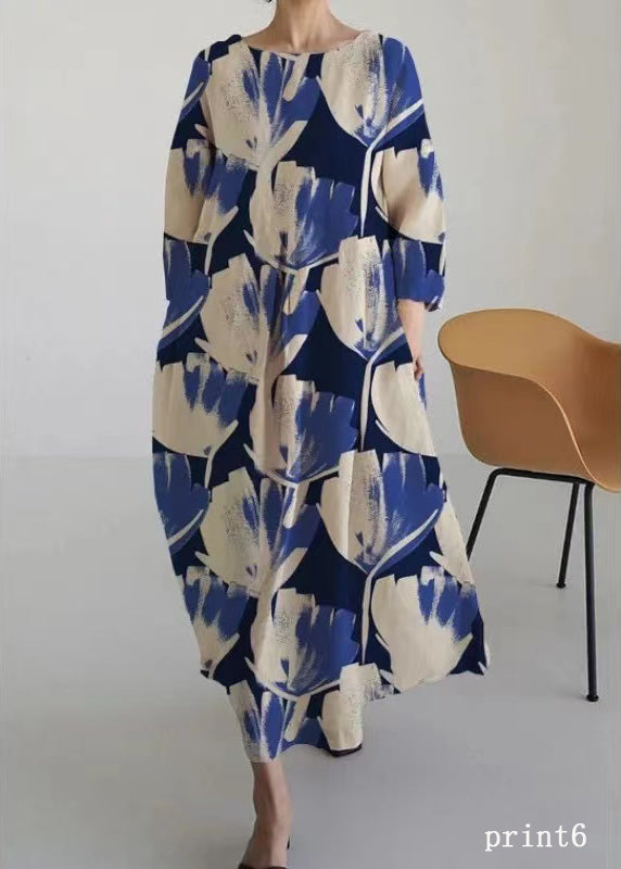 Flower Print4 Cotton Dresses Pockets Patchwork Spring