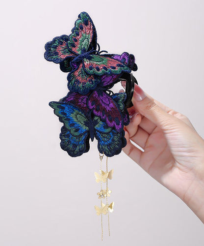 Chinese Style Rainbow Alloy Butterfly Embroidery Tassel Hairpin