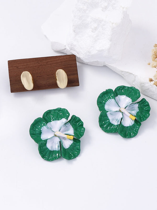 Flower Shape Earrings 3pcs Accessories + Rings Accessories