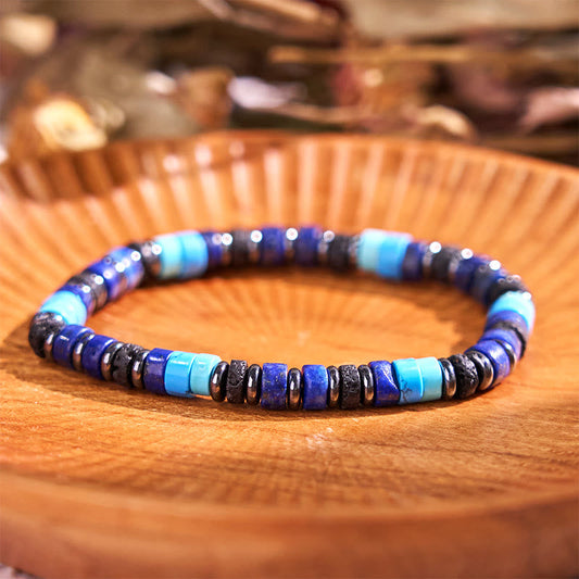 6mm Hematite Turquoise Lava Rock Spiritual Bracelet