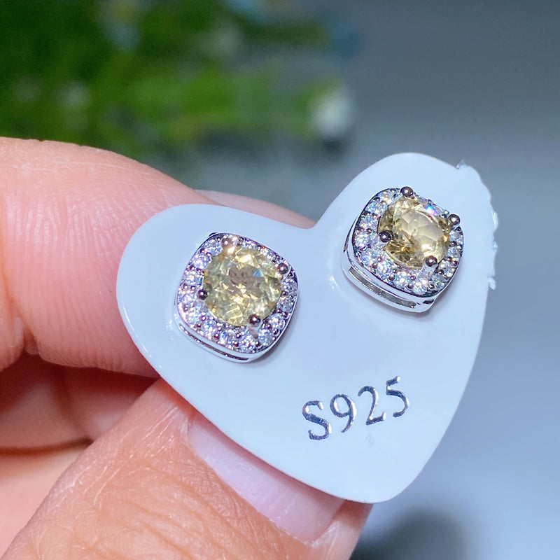 7-12mm Silver Crystal Stud Earrings for Healing & Balance