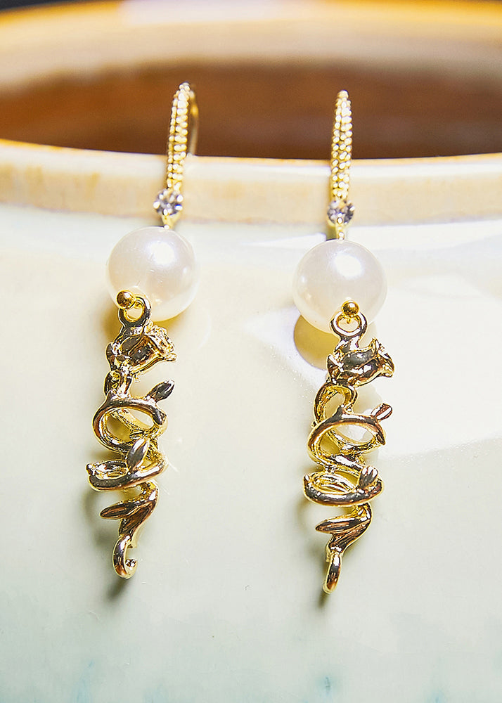 Original Design 14k Gold Pearl Drop Earrings