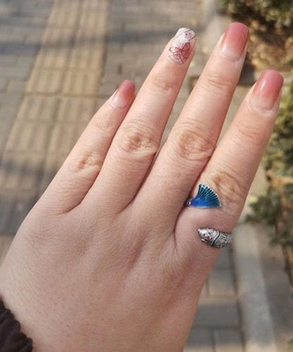 Blue Sterling Silver Enamel Rings