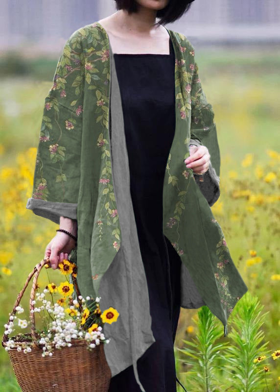 Natural Linen Top Silhouette Pure Color Lacing Long Sleeve Coat