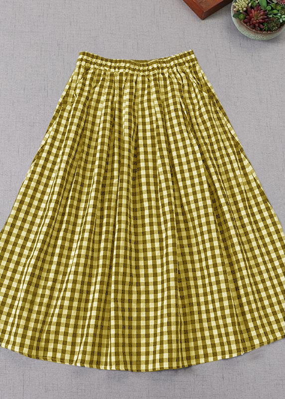 Black White Plaid Wrinkled Pockets Fall Skirt