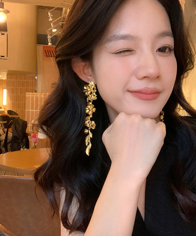 New Gold Copper Overgild Tassel Drop Earrings