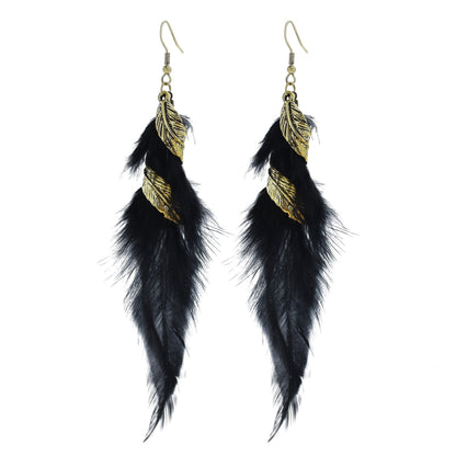 Chain Tassel Feather Earrings