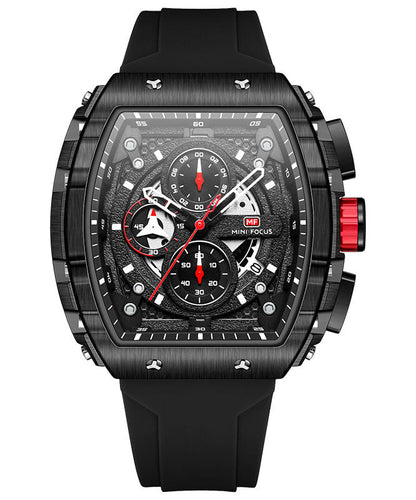 New Black Silicone Rubber Alloy Reinforced Glass Watches