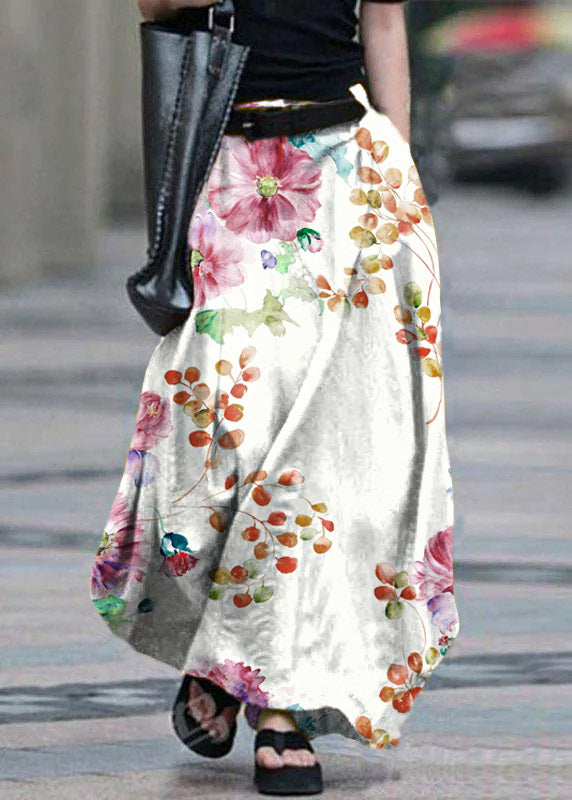 Cotton High Elastic Waist Side Pocket Zipper Green Text Skirts
