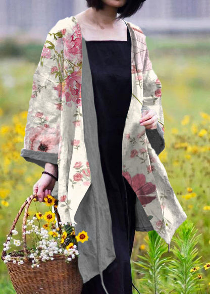 Red Wave Point Natural Linen Top Silhouette Pure Color Lacing Long Sleeve Coat
