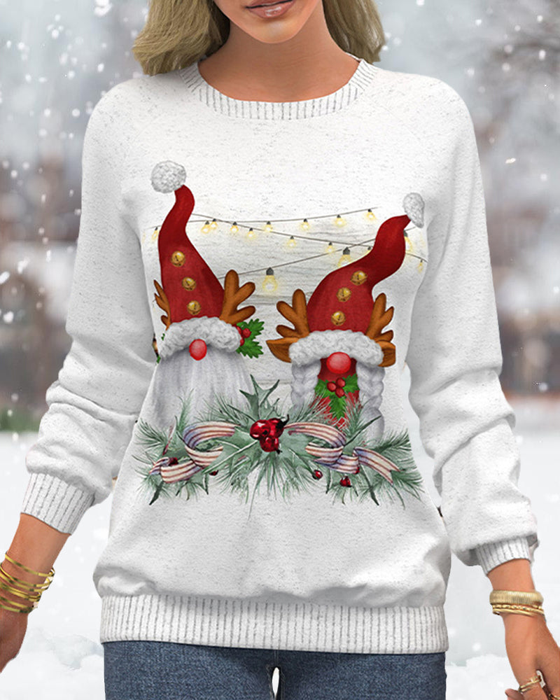 Sweatshirt with Raglan Sleeves in Christmas Motif