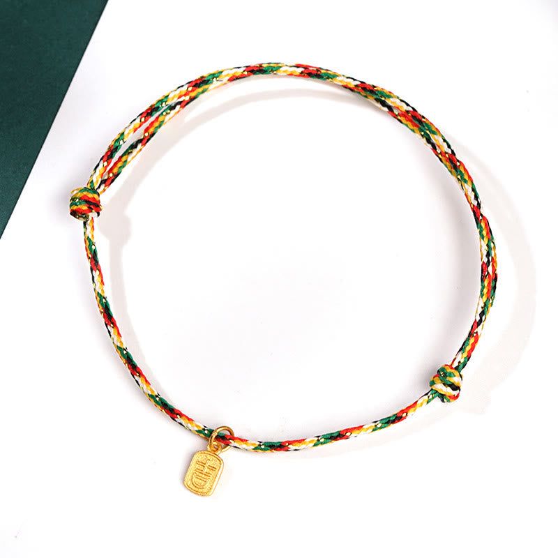 Buddha Stones Auspicious Fu Character Peace and Joy Luck Handmade Multicolored Child Adult Bracelet