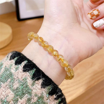 7mm Gold Rutilated Quartz Wealth Bracelet With Sun Stone & Kyanite