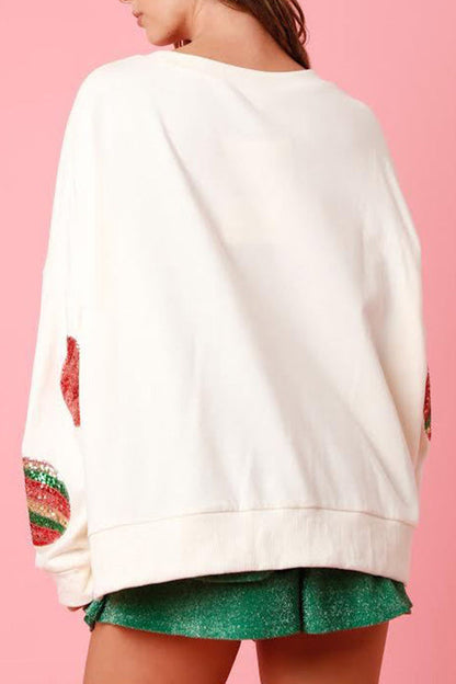 Christmas Egg Sequin Casual Long-Sleeve Sweatshirt