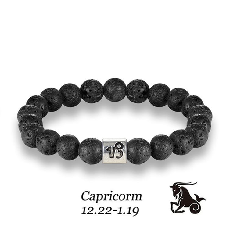 Handmade Lava Stone Zodiac Bracelet