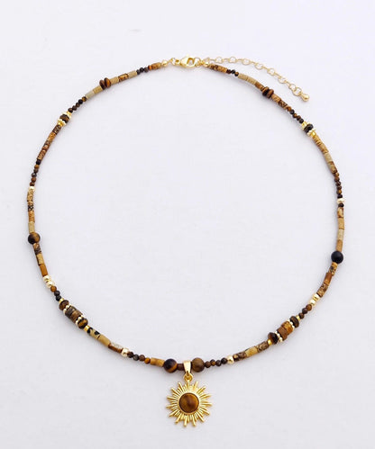 Tungsten Steel Gem Stone Pendant Necklace