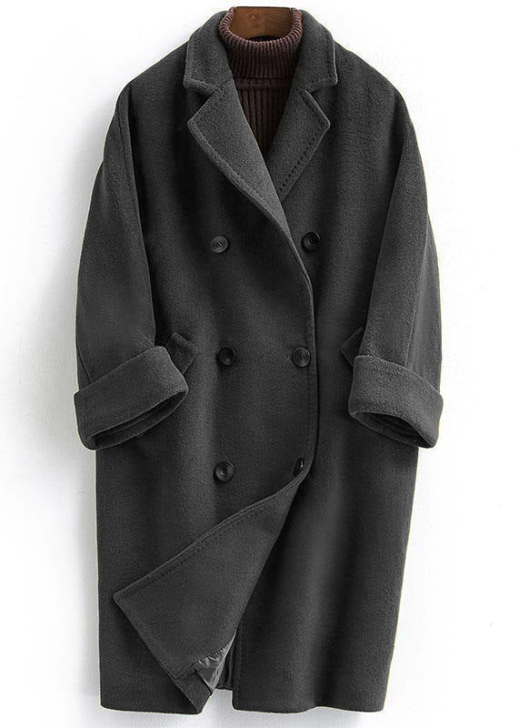 Woolen Coat Long Double Breast Coats Notched