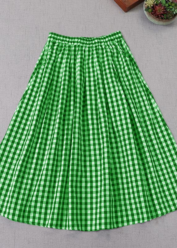 Green Wrinkled Pockets Spring Skirt
