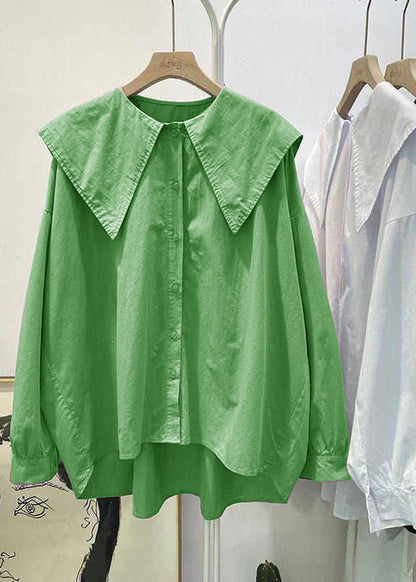 Bohemian Print4 Peter Pan Collar Button asymmetrical design Fall Long sleeve Top