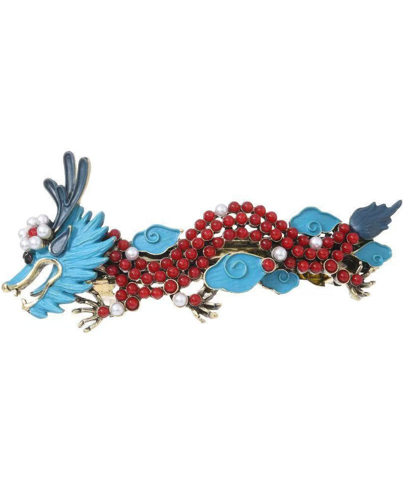 Colorblock Alloy Cloisonne Pearl Chinese Loong Hairpin