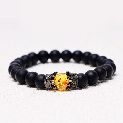 Buddha Stones Natural Stone King&queen Crown Healing Energy Beads Couple Bracelet