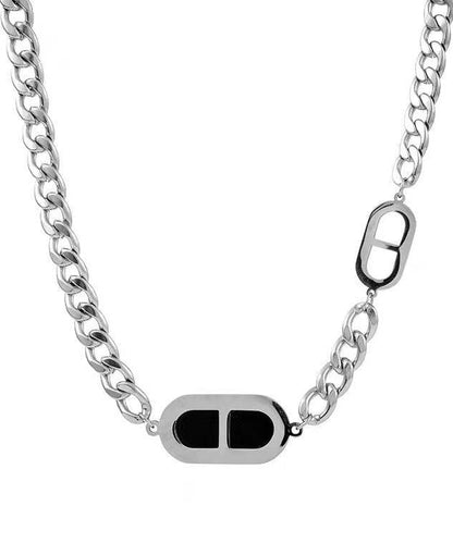 Black Stainless Steel Pig Nose Necklace
