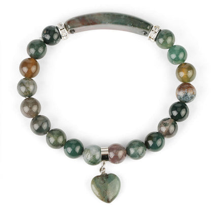 8mm Amethyst Healing Beads Love Heart Bracelet for Meditation