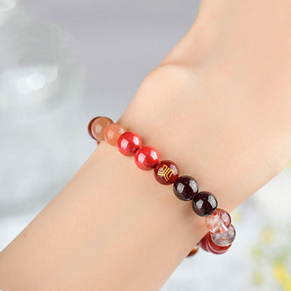 8mm Five Elements Yellow Agate Bracelet for Balance & Prosperity