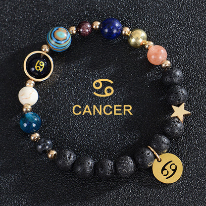 8mm Mixed Crystal Spiritual Protection Bracelet With Zodiac Charms