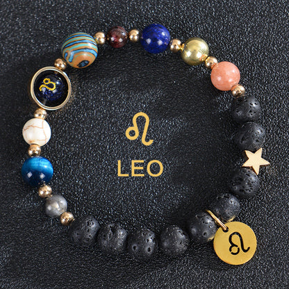 8mm Mixed Crystal Spiritual Protection Bracelet With Zodiac Charms
