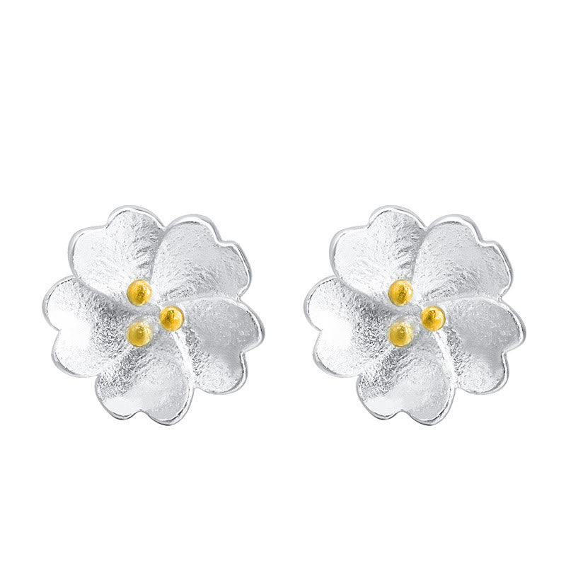 925 Sterling Silver Cherry Blossoms Calm Stud Spiritual Earrings