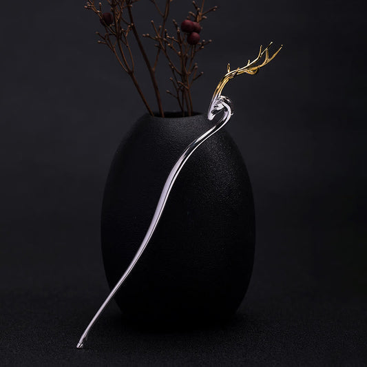 925 Sterling Silver Deer Antler Protection Hairpin